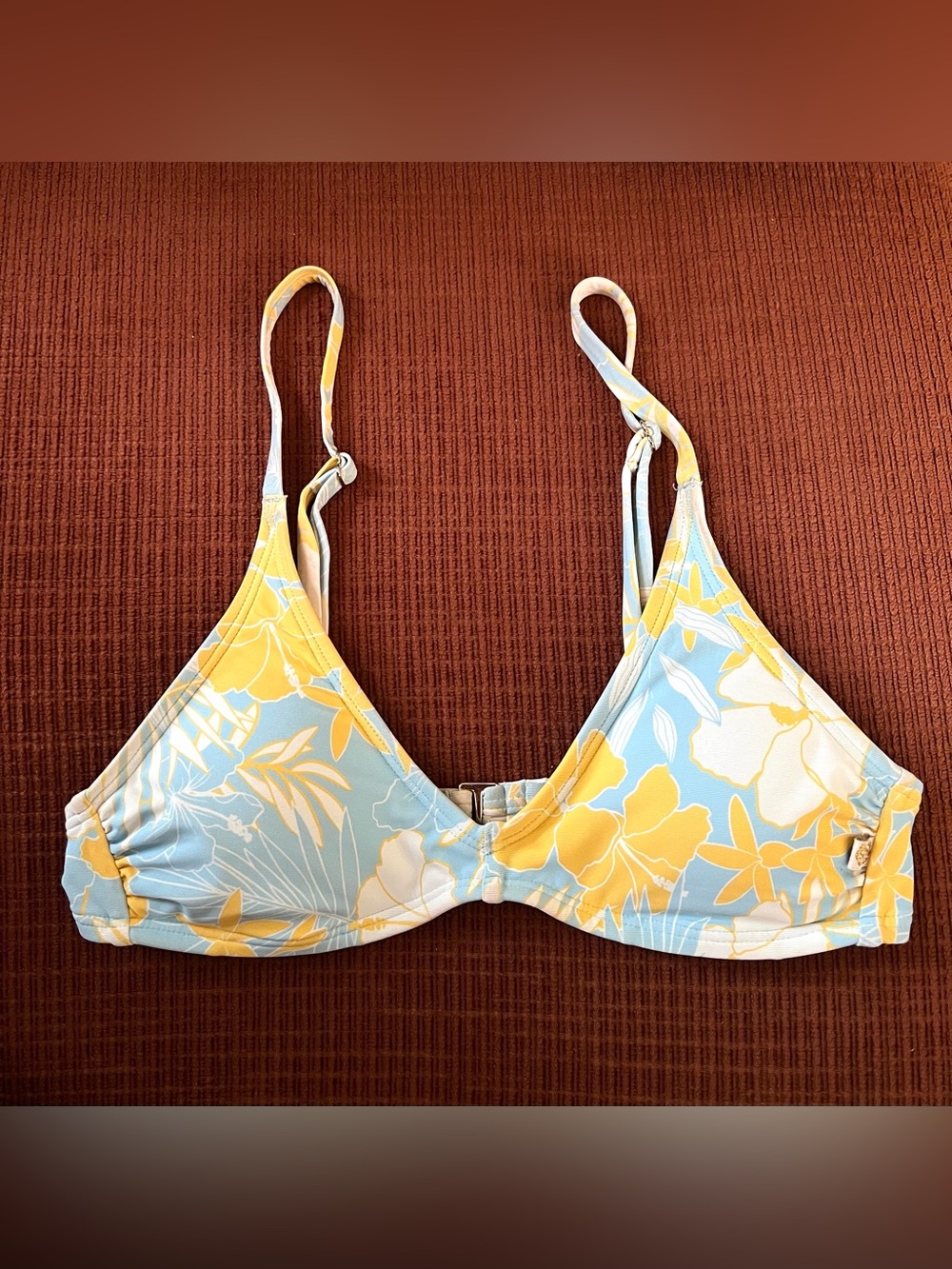 La Vie En Rose Yellow & Light Blue Floral Bikini Top Wireless
